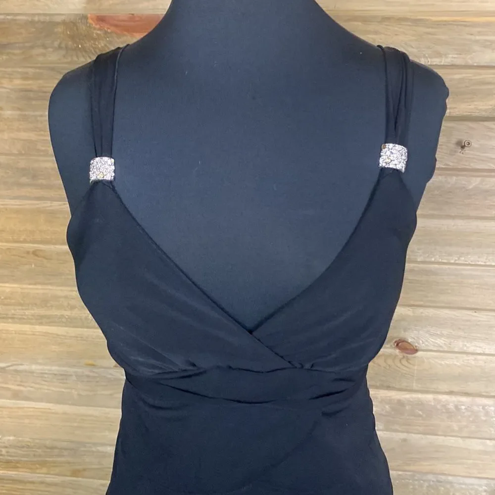 La Belle Black Ruffled Cocktail Dress Size Medium 0743 - Picture 2 of 6